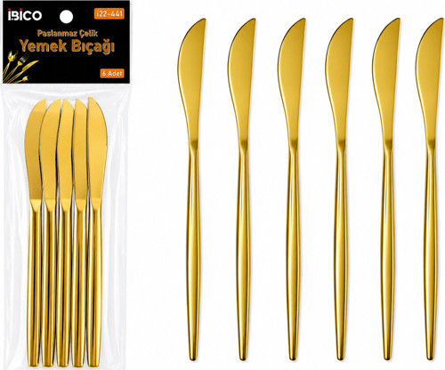 60 Parça Gold Yemek Bıçak Seti 21 Cm - 1 Paket İçinde 6 Adet Vardır - 10 Paket Gönderilir
