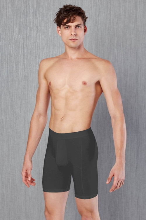 Erkek Pamuklu Büyük Beden Uzun Paça Boxer 1792P - Antrasit