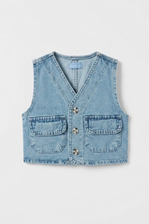 La Ciel Paris Çocuk Denim Yelek Mavi