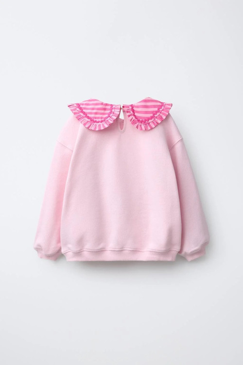 La Ciel Paris Kız Çocuk Bebe Yaka Sweatshirt Pembe