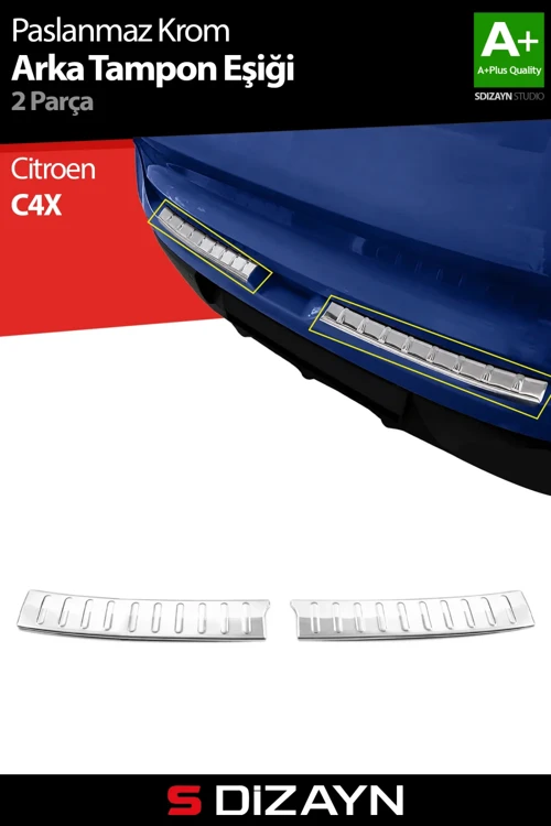 Citroen C4X Krom Arka Tampon Eşiği 2 Prç. 2022 Üzeri A+ Kalite