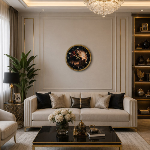 Büro Ev Ofis Hediyesi için 40CM Metalik Golden Zafer Ulu Önder Duvar Saati