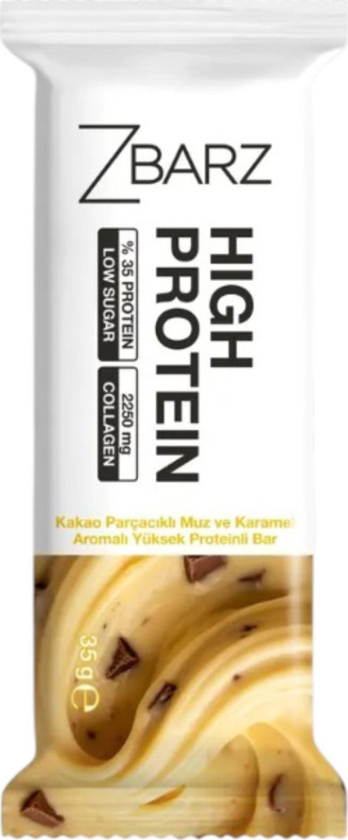 Zbarz Protein Bar - Kakao Parçacıklı Muz & Karamel Aromalı 35 g e