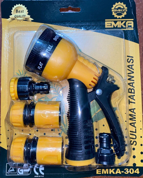 Otomatik 7 Fonksiyonlu Tabanca Seti 3 Bağlantı Adaptörlü Bahçe Sulama Seti 1/2"