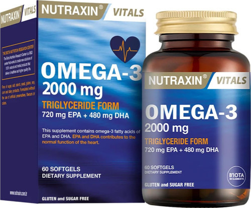 Vitals -3 2000 mg EPA + DHA Balık Yağı içeren Takviye Edici Gıda (1 x 60 kapsül)