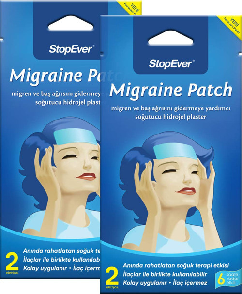 Migren Patch – Soğutucu Hidrojel Plaster, 2'li Paket | Migren Baş Ağrısı İçin 6 Saat Etkili | İlaç İçermez | (2x2)