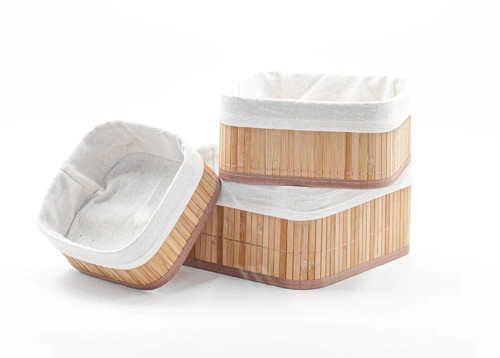 3'lü Çok Amaçlı Bambu Organizer Seti, Çok Boyutlu Mutfak Banyo Ev Sepetleri, Büyük, Orta, K