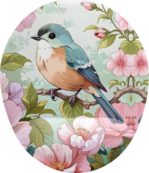 Kuş ve Çiçek Desenli Mouse Pad