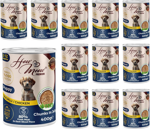 Yavru Köpek Tavuklu ve Jöleli Konserve Mama 400 Gr x 12 adet