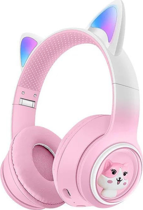 RENKLİ BÜYÜK A KALİTE KULAK ÜSTÜ RENKLİ IŞIKLI KEDİ KULAKLI KEDİ KABARTMALI 5.3 VERSİON PED BALŞLIKLI BOYU AYARLANABİLEN ÇOK RAHAT BLUETOOTH KULAKLIK AKZ 02 (PEMBE)