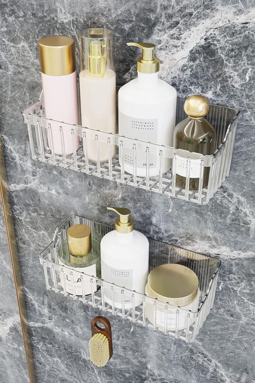 Banyor Yapışkanlı Banyo Rafı, 2'li Banyo Düzenleyici Organizer Banyo Duş Rafı Şampuanlık, P