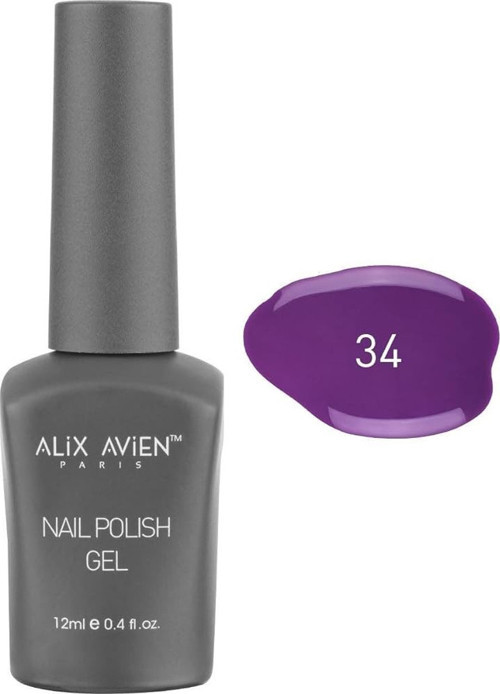 ALIX AVIEN Uv Kalıcı Koyu Mor Jel Oje 34 - Gel Polish - 12 ml