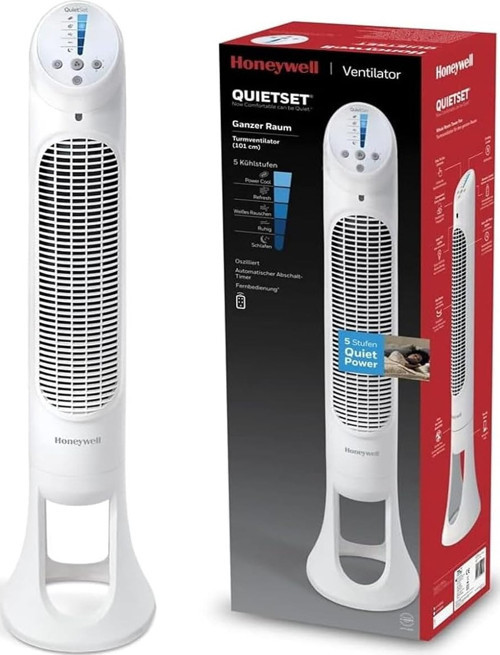 QuietSet HYF260 Tüm Oda İçin Salınımlı Kule Vantilatör, 5 Hız Ayarı, 80 Derece Salınım, Za