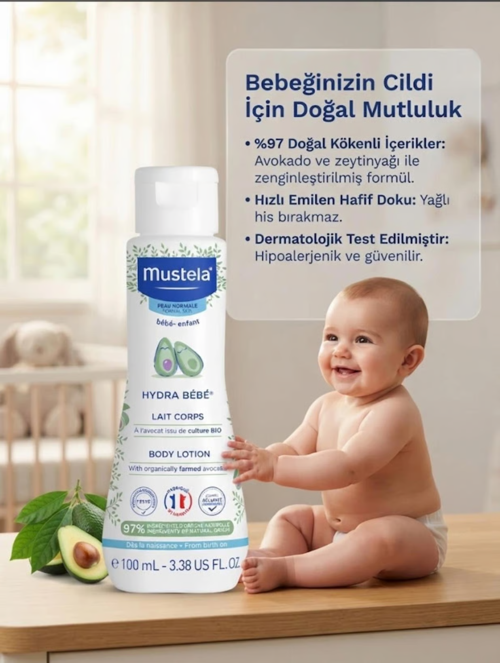 Hydra Bébé Body Lotion 100 ml - Avokado ve Zeytinyağlı Bebek Vücut Losyonu