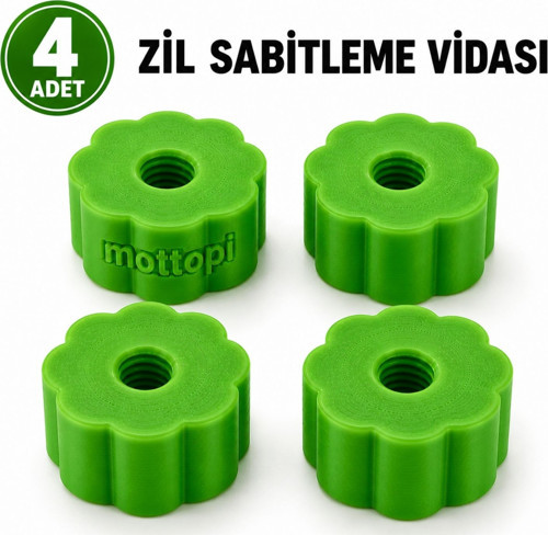 Zil Sabitleme Vidası 6 mm – Bateri Zil Sehpası Vidası 4 Adet-Yeşil