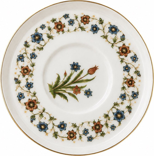 Porselen Lalezar Altın Yaldızlı Çay Tabağı 12cm Taban Çapı 5cm Tekli