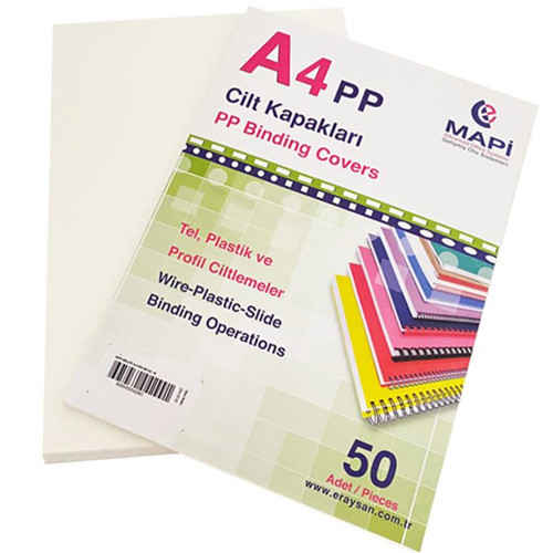 Cilt Kapağı Plastik Opak A4 450 MIC Beyaz 204 25 00