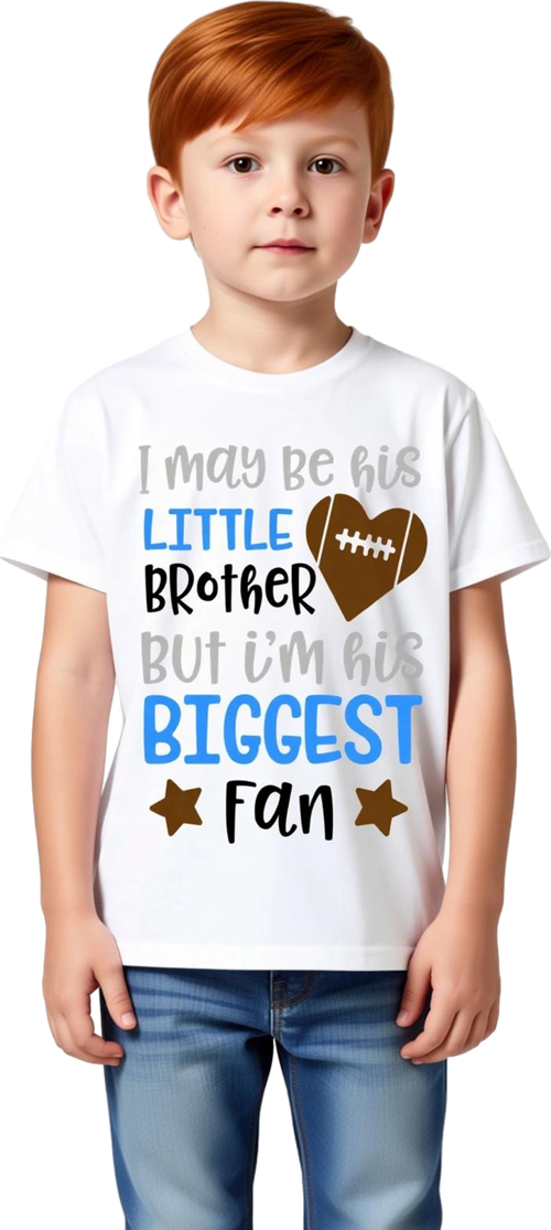 Erkek Çocuk Futbol Baskılı Kısa Kollu Tişört Kardeş Teması Rahat Kesim %100 Pamuk Günlük Modern