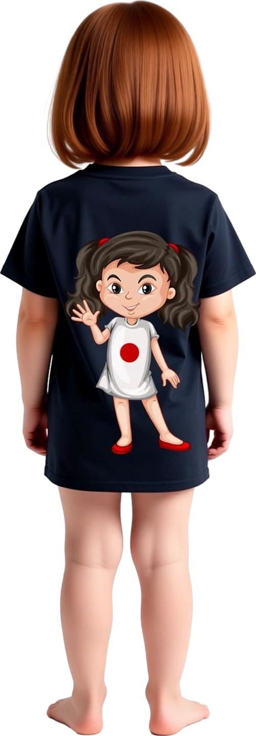 Çocuk Tişört Kawaii Kız Karakteri Kalpli Gözler Fiyonklu Baskılı Rahat Kesim Günlük Modern Şık Zarif