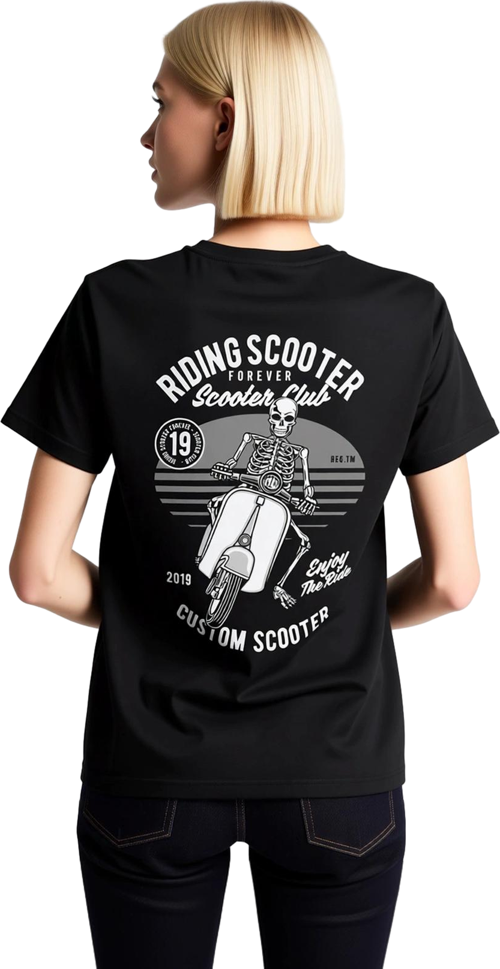 Scooter Sürüşü Sonsuza Dek Keyfi Baskılı Kadın Tişört