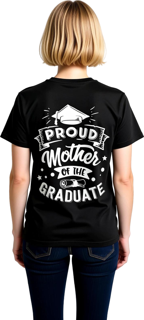 Kadın Mezuniyet Kutlama Baskılı Tişört Proud Mother Vintage Tasarım Rahat Kesim Günlük Modern Şık
