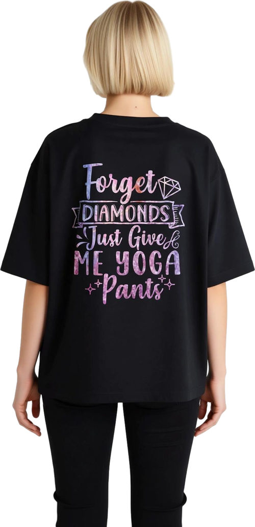 Yoga Severler için Şık Cümle Baskılı Kadın Oversize Tişört