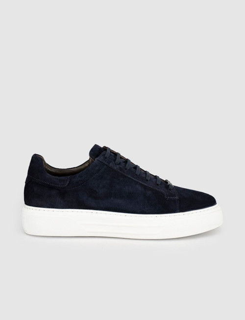 Lacivert Süet Hakiki Deri Erkek Sneaker
