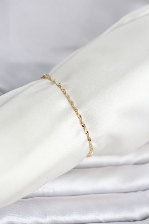 CM 14K Gold Renk Yassı Ezme Burgu Model Kadın Bileklik - EBJ260829W46468