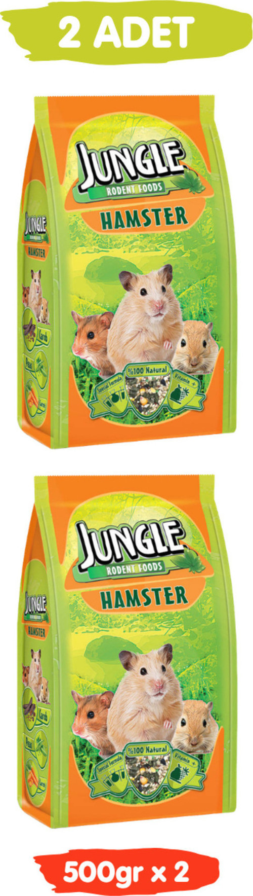 Premium Zenginleştirilmiş Özel Tahıllı Vitaminli Hamster Yemi 500Gr X 2 Adet