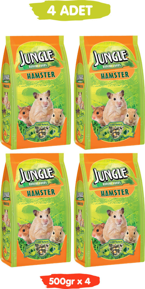 Premium Zenginleştirilmiş Özel Tahıllı Vitaminli Hamster Yemi 500Gr X 4 Adet