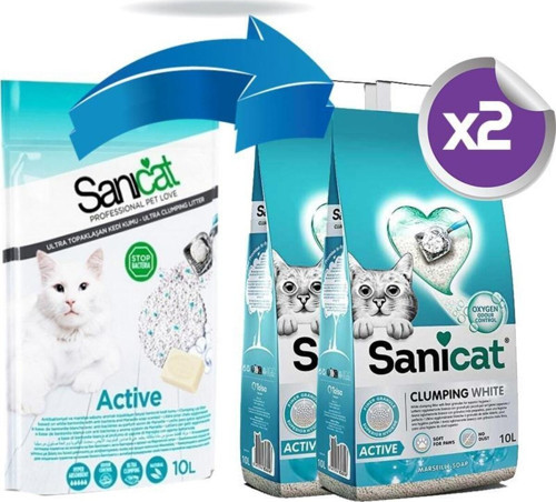 Aktif Marsilya Sabunlu Doğal Kedi Kumu 2X10Lt