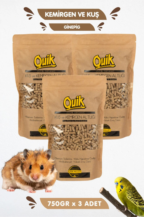 0 Koku %100 Emicilik Kemirgen Ginepig Hamster Kuş Altlığı Pelet Taban Malzemesi 750Gr X 3 Adet