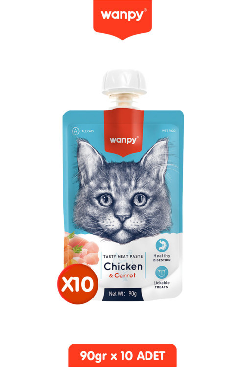 10Lu Taze Tavuklu & Havuçlu Kedi Et Ezmesi 10 X 90 Gr
