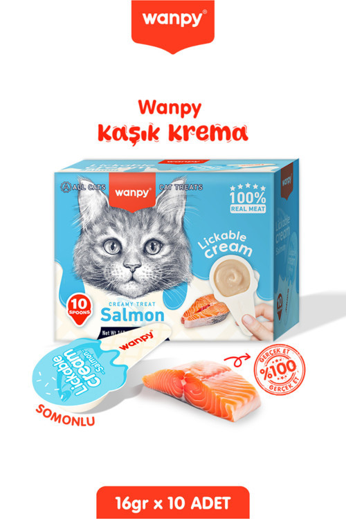 Somonlu Tahılsız Kaşıklı Kedi Ödül Kreması Kedi Ödülü 10 X 16Gr