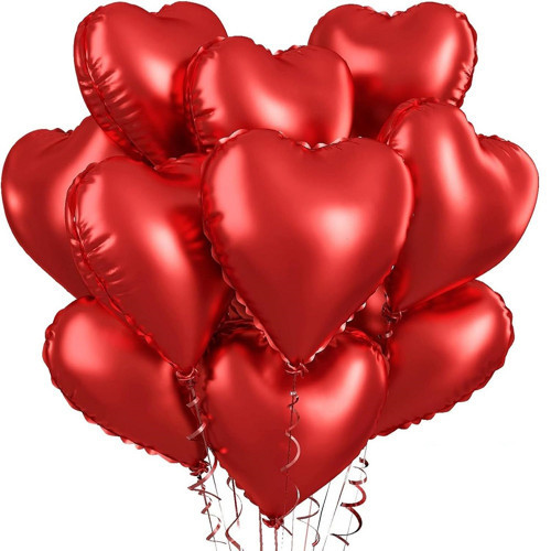 YÜKSEK KALİTE 70 CM 7 ADET KIRMIZI KALPLİ FOLYO BALON PARLAK METALİK BÜYÜK BOY 70 CM KALPLİ BALON