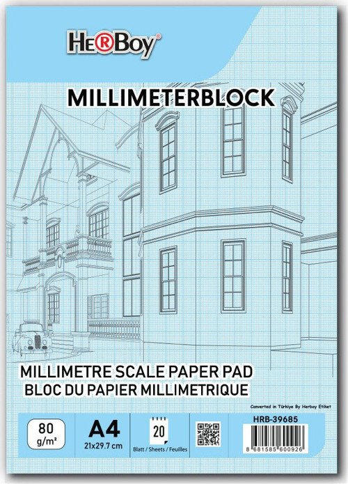 Milimetrik A4 20 Yp Mavi Blok 80 Gr