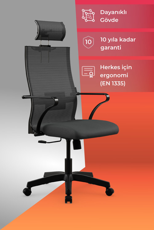 Ergolife Sit Air-180 Ofis Koltuğu | Yükseklik Ayarlı, Fileli, Boyun Destekli, Bilgisayar Sandalyesi - 696.61.51.222