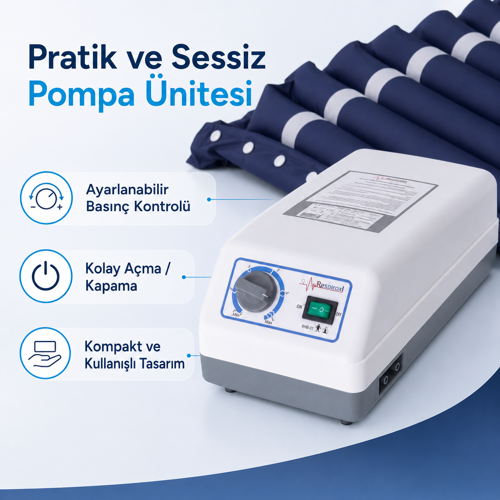 RHB-01 Hava Ventilasyonlu Boru Tipi Havalı Hasta Yatağı 195x90 cm 130 kg