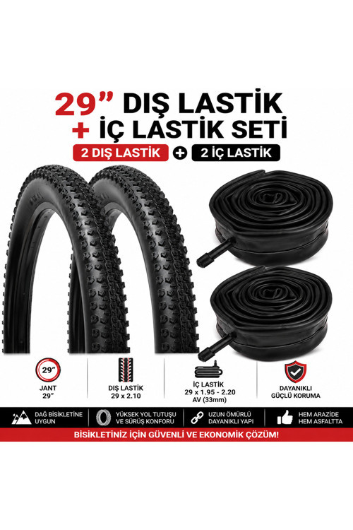 29 Jant Bisiklet Dış Lastik 29x2.10 + İç Lastik 29x1.95-2.20 Seti | 2 Dış + 2 İç Lastik