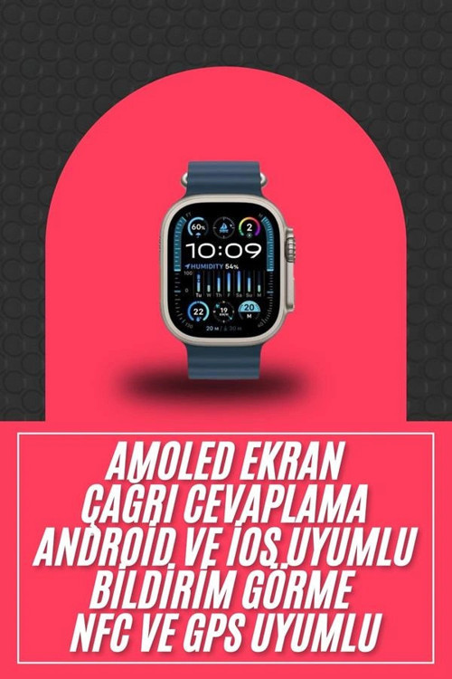 49mm Akıllı Saat Amoled Ekranlı Kadın Erkek Kol Saati Plastik Kordon