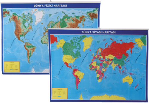 Harita Dünya Siyasi-Fiziki Çıtalı 70x100 998