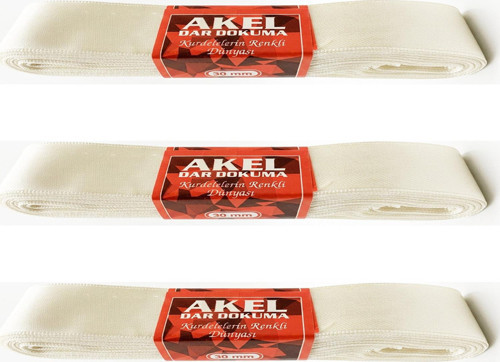 Dar Dokuma Beyaz Saten Kurdele - 3 Cm. x 10 Metre - 3 Adet