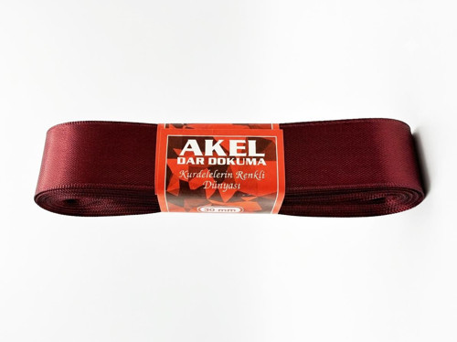 Dar Dokuma Bordo Saten Kurdele - 3 Cm. x 10 Metre - 1 Adet