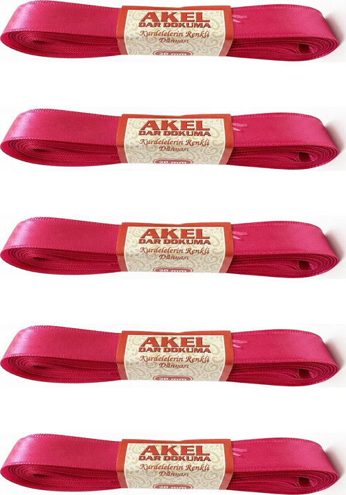 Dar Dokuma Fışya Saten Kurdele - 2 Cm. x 10 Metre - 5 Adet