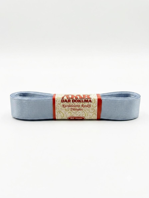 Dar Dokuma Açık Mavi Saten Kurdele - 2 Cm. x 10 Metre - 1 Adet