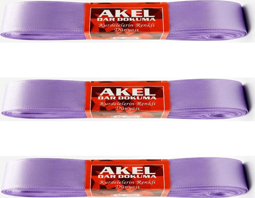 Dar Dokuma Lila Saten Kurdele - 3 Cm. x 10 Metre - 3 Adet