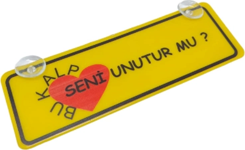 Bu Kalp Seni Unutur Mu? Yazılı Sarı Dekor Plaka Vantuzlu Cam Süsü 22x7.5cm BKSU2