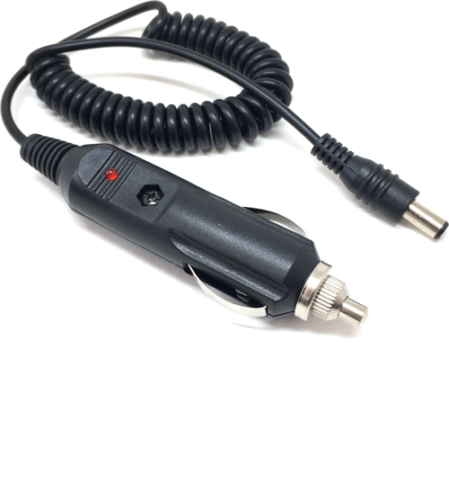 Spiral Kablolu Sigortalı Oto Çakmak Fişi Adaptörü 5.5x2.5mm Uçlu 2A 1.3m