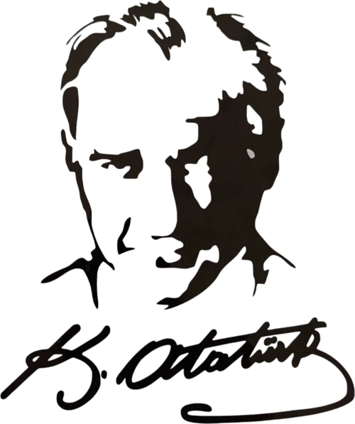 K.Atatürk Silüetli İmzalı Oto Sticker Siyah 19x15cm