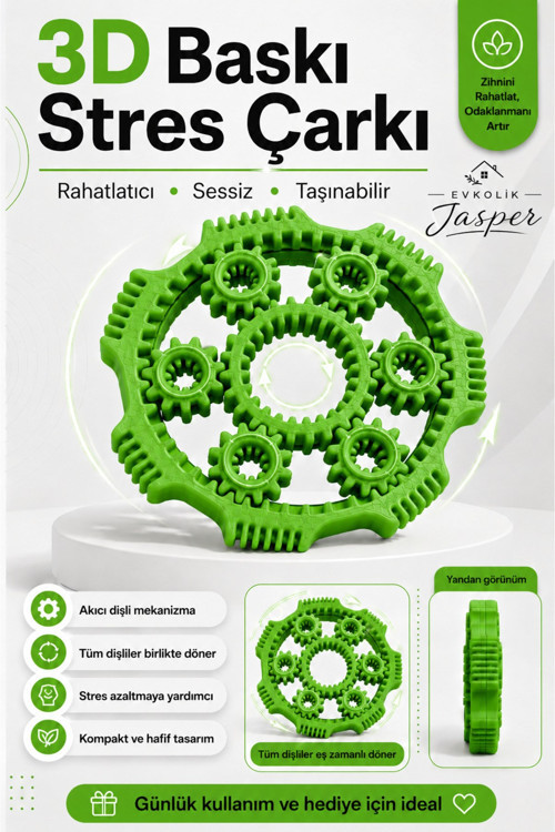 Yeşil Stres Çarkı / Fidget Spinner/ Dişli Çark